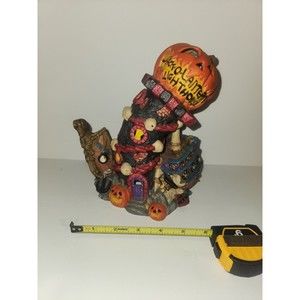 Vintage Halloween Jack O Lantern Light House Lighted Ceramic Decoration